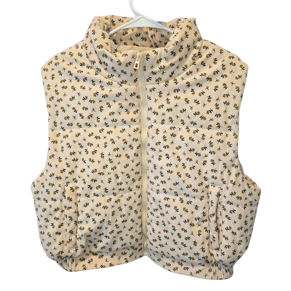 ONLY 26 International Floral Corduroy Vest L Cottagecore Quilted Grandmacore